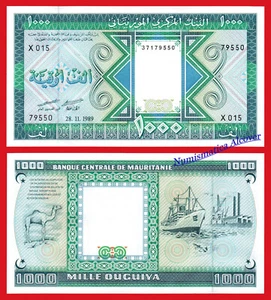 MAURITANIA MAURITANIE 1000 Ouguiya 1989 Pick 7A SC / UNC - Imagen 1 de 1