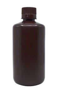 Eisco Labs 500ml Amber Reagent Bottle, Narrow Mouth with Screw Cap - HDPE - Picture 1 of 3