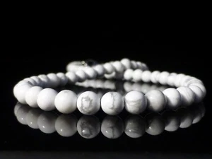 White Howlite Necklace Therapeutic Gemstone, 6mm 8mm 10mm - Picture 1 of 16
