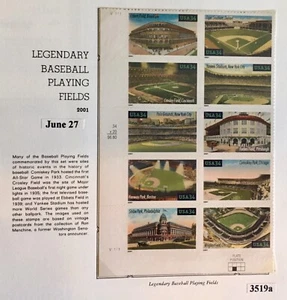USA 2001. Legendäre Baseball Spielfelder.  Sc#3519a. 10 Stück. . postfrisch. - Bild 1 von 1
