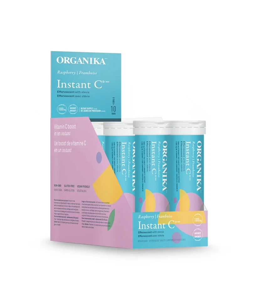 Organika Instant-C Effervescent Raspberry Flavor Boost Immune System 8 Tubes NEW - Image 1 of 1
