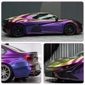 Gloss Metallic Colourful Purple Green Vinyl Wrap Car Body Sticker Decal Film DIY - Picture 1 of 18
