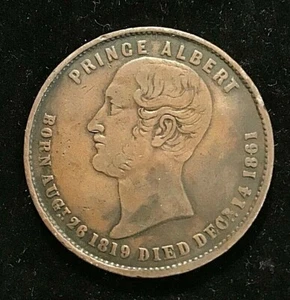 1861 New Zealand Token: Prince Albert Died Dec 1861 Auckland ,Ironmonger - Foto 1 di 2