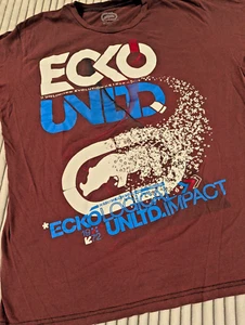 Y2K Ecko Unlimited impact Spell Out Graphic Print Burgandy Short Sleeve XL - Picture 1 of 6