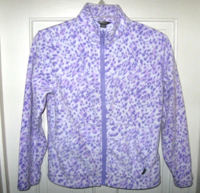 EDDIE BAUER ZÍPER COMPLETO LÃ TAMANHO M 10-12 ROXO ROSA BRANCO CHITA BOLSOS EXCELENTE ESTADO USADO - Imagem 1 de 4