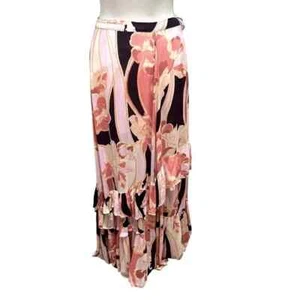 Free People Pink Bring Back The Summer Asymmetric Ruffle Maxi Skirt Size 10 NWT - Picture 1 of 16