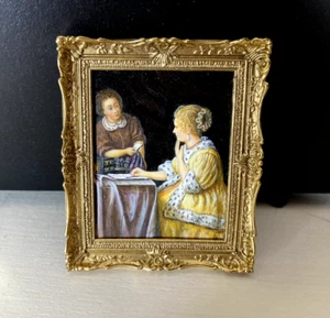 Christopher Whitford Puppenhaus Miniatur feines Gemälde "Herrin und Dienstmädchen" 2003 - Bild 1 von 5