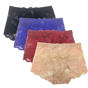 4Pack Ladies Knickers Sexy Full Lace High Waist Briefs Lingerie Women Underwear - Picture 1 of 5