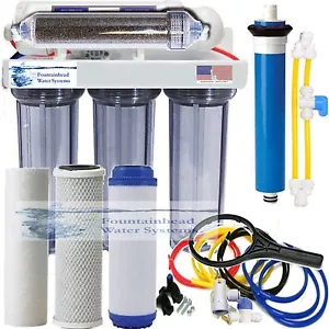 Sistema central RO/DI doble salida agua potable/acuario arrecife DI carcasas transparentes 75G - Imagen 1 de 1