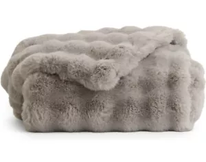 NEW Cozy Earth Bubble Cuddle Blanket - Light Gray Faux Fur Throw - Oversize80x80 - Picture 1 of 5