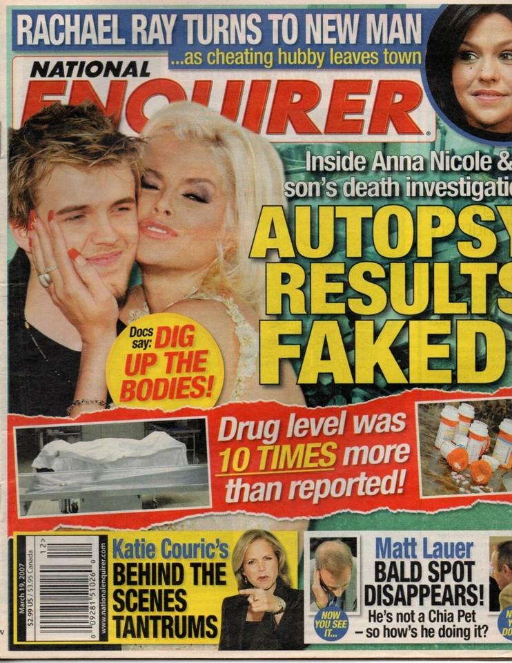 National Enquirer March 19 2007 Anna Nicole Smith Katie Couric Rachael Ray Foto 1 de 1