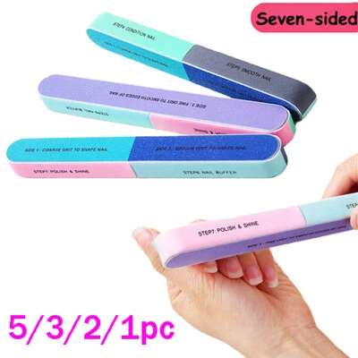 5/3/2/1X Nail Buffer 7Sided Manicure Nail File Emery Boards Sanding Beauty Tool! - Image 1 of 4