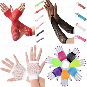 Farbe Fischnetz Handschuhe Spitze Lang Kurz Fingerlos Kostüm Party Zubehör/s - Bild 1 von 37