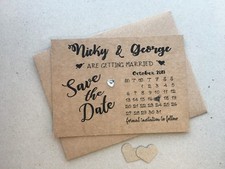 Personalised Wedding Save The Date Cards Magnet Envelopes Diamante Kraft KHD7901