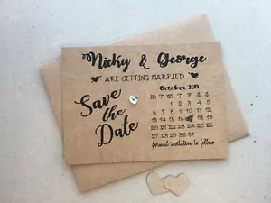 Personalised A6 Wedding Save The Date Evening Cards Invite Envelopes Diamante K6 - Picture 1 of 1