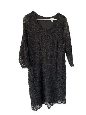 Vestido Charter Club Talla XL Negro y Dorado Encaje Brillante Usado Foto 1 de 4