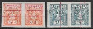 Poland stamps 1919 2 PROOF Pairs UNG(as issued) VF - Picture 1 of 1