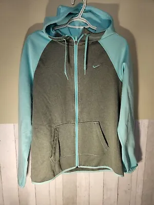 Nike Size Med Womens Blue/Gray Athletic Dri-Fit Full Zip Hooded Track Jacket • 19.27€
