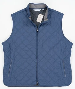 PETER MILLAR ESSEX Blue Vest Water Resistant Full Zip Fleece Diamond Quilted 2XL - Picture 1 of 6