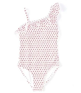 NWT! Roberta Roller Rabbit Tula Heart One Piece Bathing Suit Girls 7 PINK - Picture 1 of 2