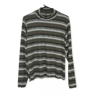 Charlotte Russe Women's Plus Sz 3X Mock Turtleneck Thin Knit Sweater Striped - Picture 1 of 12