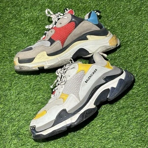 Balenciaga Triple S Split EU taglia 42 US 9 spacco bianco grigio giallo UK 8 JP 27,5 - Foto 1 di 10