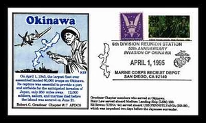WW2 MARINES INVADE OKINAWA JAPAN 1995 50TH ANNI GRAEBNER THERMOGRAPHIC CACHT CVR - Picture 1 of 1
