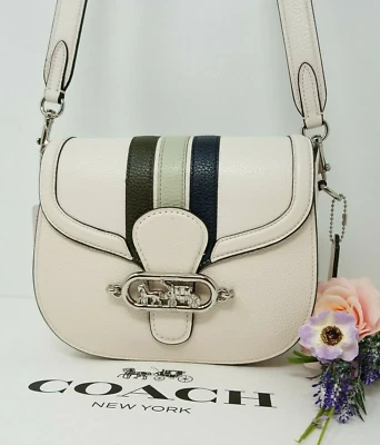 🌟🌷 Bolso Bandolera COACH Varsity Rayas Tiza Verde Pálido *AUTÉNTICO* NUEVO CON ETIQUETAS Foto 1 de 4