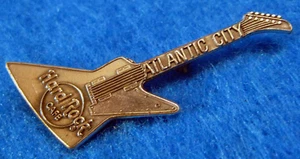 ATLANTIC CITY STERLING SILVER STAMPED EXPLORER GUITAR SERIES Hard Rock Cafe PIN - Picture 1 of 1