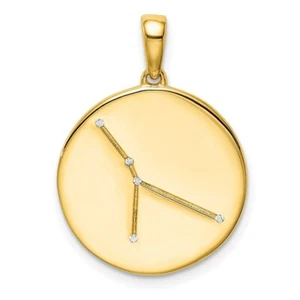Sterling Silver 925 Gold-plated & CZ Cancer Zodiac Charm Pendant - Picture 1 of 4