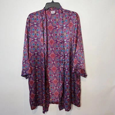 Cabernet Sleepwear Womens Floral Kimono Robe Multicolor S Long Sleeve Pockets - Image 1 of 4