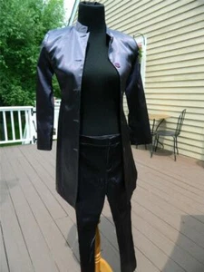 Monkey Wear Stretch Satin Skinny Pant Suit w/Long Jacket Dark Plum Girls sz 12 - Picture 1 of 12