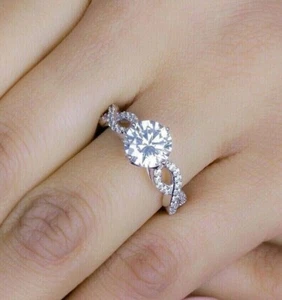1,50 ctw Rundschliff Lab Created Diamant 14k Weißgold plattiert 925 Verlobungsring - Bild 1 von 4