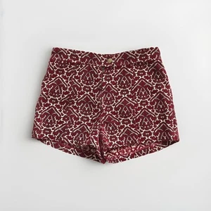 Ecote Tapestry Shorts Boucle Red Small Womens Zip Flat Front Dressy - Picture 1 of 8