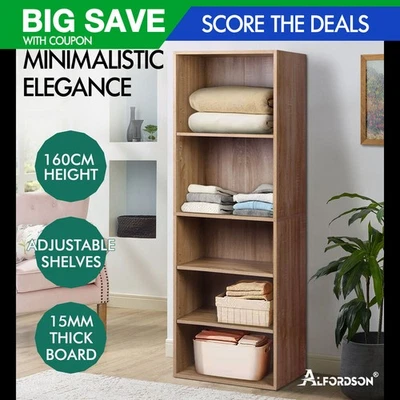 ALFORDSON Wardrobe Clothes Storage Cabinet Closet Organizer 5 Shelves Wood - image 1 of 4