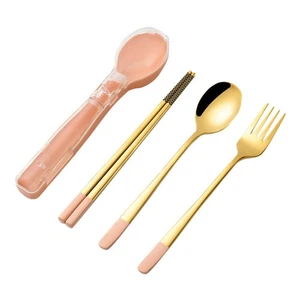 3-Teiliges Geschirrset Aus Edelstahl, Besteck, Camping--Set, Essstäbch4170 - Bild 1 von 7