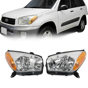 Headlight Assembly Set For Toyota RAV4 Sport 2001-2003 Halogen Pair Chrome Clear - Picture 1 of 11
