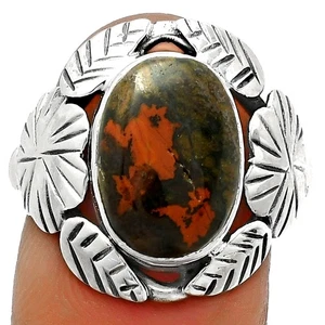 Diseño Suroeste - Anillo de Plata 925 Ágata Montaña Cady Raro s.7.5 Joyería R-1352 - Imagen 1 de 5