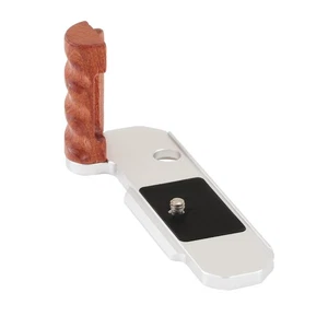 Wooden Handle Grip with Alu Quick Release L-Shaped Bracket For Nikon FM2 Silver - Picture 1 of 13