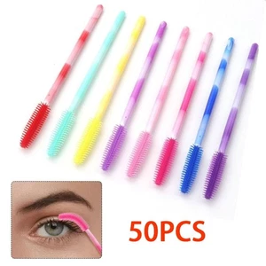 50Pcs Silicone Mascara Wand Applicator Makeup Tools Eyelash Makeup Brush Girl - Picture 1 of 20