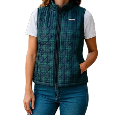 Chaleco Sherpa Vineyard Vines Reloj Negro Reversible a Cuadros Azul Marino Para Mujer M Lavable Foto 1 de 4