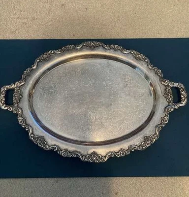 Bandeja para servir de plata pesada de mayordomo de patas grandes de colección de 30" Foto 1 de 4
