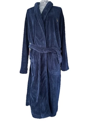 Hombre Polo Ralph Lauren Ropa de Dormir Felpa Algodón Azul Marino Bata Amarillo Poni S/M Foto 1 de 4