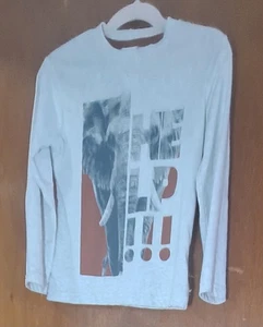 T-shirt manica lunga ragazzo Boboli grafica elefante/aiuto! /Toppe gomito misura 5/110 cm - Foto 1 di 10