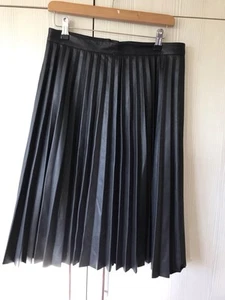 BIBA Ladies black faux leather lined pleated skirt UK size 10 - Picture 1 of 4