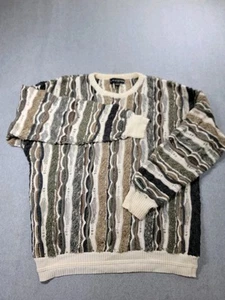Maglione vintage 3D testurizzato uomo grande alto beige marrone maglia cosby anni 90 - Foto 1 di 15