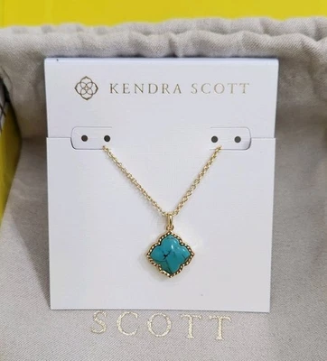 Colar pingente Kendra Scott Mallory turquesa/ouro novo com etiquetas - Imagem 1 de 4