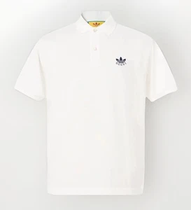 GUCCI X ADIDAS⚡️Men's size M Trefoil logo embroidered ivory piquet polo shirt - Picture 1 of 9