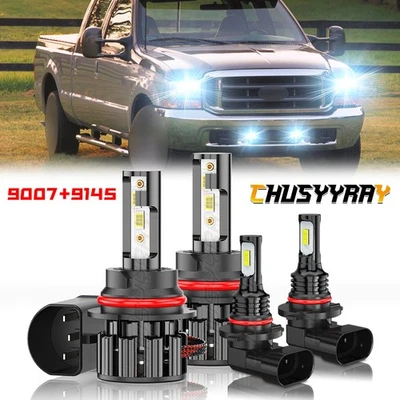 Para Ford F 350 1998-2004 9007 H10 6000K Faros LED + Kit Faros Antiniebla Foto 1 de 4