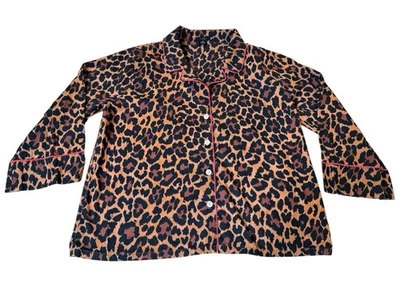 J. Женский хлопковый пижамный топ CREW Re-Imagined леопард на пуговицах с длинным рукавом M - Изображение 1 из 4